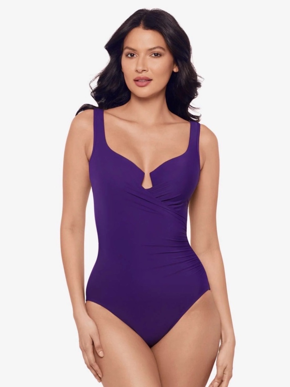 NEW Miraclesuit Escape OnePiece Eggplant Mulberry Tummy Control Swimsuit Size 16
